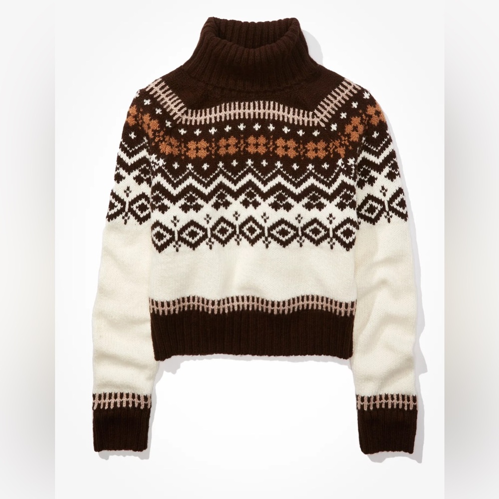 American Eagle Fair Isle Snowdrift Sweater Womens Size M Heavyweight Vintage